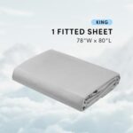 Comfort Spaces Coolmax Moisture Wicking Fitted Sheet ONLY Super Soft, Fade Resistant, All Elastic Deep Pocket Fits Up to 16″ Mattress – Warm Weather Cooling Sheets for Night Sweats, King, Grey