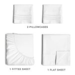 Queen Size Sheet Set – Breathable & Cooling – Hotel Luxury Bed Sheets – Extra Soft – Deep Pockets – Easy Fit – 4 Piece Set – Wrinkle Free – Comfy – White – 4 PC