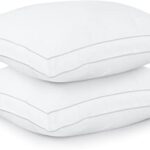 Utopia Bedding Bed Pillows for Sleeping European Size (White), Set of 2, Cooling Hotel Quality, Gusseted Pillow for Back, Stomach or Side Sleepers