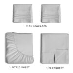 Queen Size Sheet Set – Breathable & Cooling Sheets – Hotel Luxury Bed Sheets – Extra Soft – Deep Pockets – Easy Fit – 4 Piece Set – Wrinkle Free – Comfy – French Grey Bed Sheets – Queen Sheets