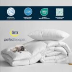 Serta Goose Feather Down Fiber Cotton Comforter Queen Size – 100% Cotton Down Duvet Insert – Hotel Luxury Hypoallergenic Bedding Comforter All Season Medium Warmth 90 x 90 Inch White