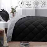 Basic Beyond Queen Comforter Set – Black Comforter Set Queen, Reversible Bed Comforter Queen Set for All Seasons, Black/Grey, 1 Comforter (88″x92″) and 2 Pillow Shams (20″x26″+2″)