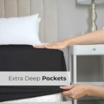 Extra Deep Queen Fitted Sheet – Hotel Luxury Single Fitted Sheet Only – Easily Fits 18 inch to 24 inch Mattress – Soft, Wrinkle Free, Breathable & Comfy Extra Deep Pockets Black Fitted Sheet