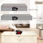 Under Bed Storage, 2 Pack Clothing Storage Bags W/Upgraded Handles, Large Capacity Underbed Shoe Container Organizer, Breathable Dorm Essentials Bins for Blanket, Pillows, Comforters & Quilts, Beige