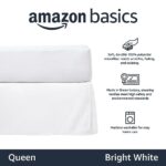 Amazon Basics Lightweight Pleated Bed Skirt, Queen, Bright White