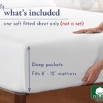 Twin Fitted Sheet Cotton Sateen, Deep Pocket, Durable All-Around Elastic, Head/Foot Side Indicators, Twin Bottom Sheet (Bright White)