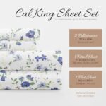 Linen Market 4 Piece Cal King Bedding Sheet Set (Light Blue Floral) – Sleep Better Than Ever with These Ultra-Soft & Cooling Bed Sheets for Your Cal King Size Bed – Deep Pocket Fits 16″ Mattress