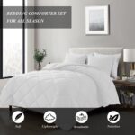 ELNIDO QUEEN King Comforter Set – White All Seasons Bedding Comforters & Sets with 2 Pillow Cases – 3 Pieces Bed Set – Down Alternative Comforter Set- Bedding Comforter Sets King Size (102×90 inch)
