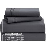Nestl Queen Sheet Set – 4 Piece Bed Sheets for Queen Size Bed, Deep Pocket, Hotel Luxury, Extra Soft, Breathable and Cooling, Grey Queen Size Sheets