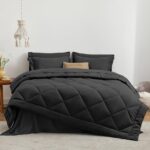 Love’s cabin Twin Comforter Set Black, 5 Pieces Twin Bed in a Bag, All Season Twin Bedding Sets with 1 Comforter, 1 Flat Sheet, 1 Fitted Sheet, 1 Pillowcase and 1 Pillow Sham
