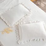 Home Bedding Bedspread Set Quilt – Farmhouse Bedspread Summer Coverlet Bed Spreads, Lightweight Bed Quilt Chic Vintage Bedding Ruffle Skirt Bedspreads Bedroom Rustic with 2 Pillow Shams (Queen White)