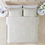Beatrice Home Fashions Medallion Chenille Bedspread, King, Ivory