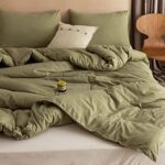 ROSGONIA Olive Green Comforter Set – 3pcs (1 Microfiber Comforter & 2 Pillowcases) Style Queen for Women and Men- Reversible Soft Warm Lightweight for All Season
