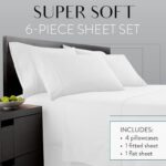 Danjor Linens Queen Sheet Set – 6 Piece Set Including 4 Pillowcases – Deep Pockets – Breathable, Soft Bed Sheets – Wrinkle Free – Machine Washable – White Sheets for Queen Size Bed – 6 pc