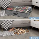 32 Pairs Shoe Organizer Under Bed, Underbed Shoe Storage Boxes Bins, Organizador De Zapatos, Extra Large Zapateras Organizer, Black, Set of 2