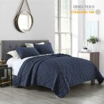HORIMOTE HOME Quilt Set Queen Size Navy Blue, Classic Geometric Diamond Stitched Pattern, Ultra Soft Microfiber Lightweight Bedding Bedspread Coverlet for All Season with 1 Quilt 2 Pillow Shams