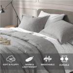 7 Pieces Queen Comforter Set with Sheets, Dusty Grey Bed in a Bag, Chambray Print, All Season Luxury Microfiber Bedset, Including Comforter, Flat & Fitted Sheet, Pillowcases & Shams