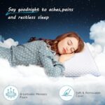 CushyOasis Memory Foam Pillows for Side, Back and Stomach Sleepers, Bed Pillow with Washable Cover and Breathable Mesh, Bed Pillow for Sleeping Standard Size (Grey)