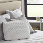 Sealy Molded Bed Pillow for Pressure Relief, Adaptive Memory Foam with Washable Knit Cover, Standard, 16x24x5.75 Inches, White, Grey