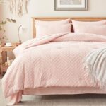 Zzlpp Queen Comforter Set 7 Pieces, Pink Tufted Bed in a Bag with Comforter and Sheets, All Season Bedding Sets with 1 Comforter, 2 Pillow Shams, 2 Pillowcases, 1 Flat Sheet, 1 Fitted Sheet