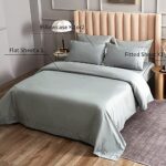 DERBELL Bed Sheet Set – Brushed Microfiber Bedding – Bedding Sheets & Pillowcases – Deep Pockets – Easy Fit – Breathable & Cooling Sheets-4 Piece Queen Light Gray