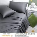 Shilucheng 100% Cooling Bamboo_ Sheets Set- Queen Size 1800 Thread Count Soft Bed Sheets,16 Inch Deep Pocket,Breathable,Comfortable and Pilling Resistant -4PC(Queen,Dark Grey)