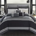 Chic Home Zarah Colorblock Queen Size Comforter Set, 10-Piece King Bedding Set with Queen Comforter, Shams, Decorative Pillows, and Sheet Set – Bed in a Bag Queen (Grey)