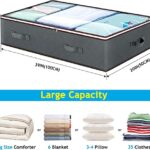 90L Under Bed Storage Containers, 6 Pack Underbed Closet Storage Organizer System, Moving Bags with Clear Window and Reinforced Handles for Bedding Pillows Blanket Clothes Wardrobe Bedroom