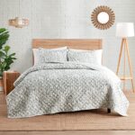 Indigo Ink – King Quilt Set, 3-Piece Modern Floral Bedding with Matching Shams, Lightweight Boho Room Decor (Tufted Medallion Collection, Grey)