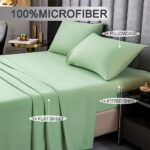 Bedlifes Queen Sheet Set- Ultra Soft Sheets-Luxury-Breathable-16 Deep Pocket- 1800 Thread Count Percale Egyptian Microfiber Bed Sheets Wrinkle, Fade and Stain Resistant Queen Size Green 4 Pieces