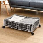 HOUSE AGAIN 2-in-1 Under Bed Storage with Wheels, Rolling Drawers Shoe Organizer, Under the Bed Storage Cart, Quality Storage Bags & Zippers, Clear Window & Solid Fabric, 2 Pack, White