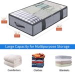Onlyeasy Foldable Underbed Bags – 2 Pack Blankets Clothes Comforters Storage Bag Breathable Zippered Organizer for Bedroom with Clear Window and 4 Handles, 39.4×19.7×5.9 in, Linen-like Grey, MXDUBBP2