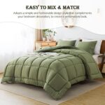WhatsBedding King Size Comforter Set, Sage Green Lightweight All Season Soft Down Alternative Bed Comforter, 3 Pieces Bedding Set with 2 Pillowcases, King, 102″x90″