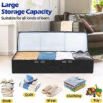Under Bed Storage, Large Underbed Storage Containers with Lids, Foldable Clothes Storage Bins W/ Reinforced Handle for Bedroom Organization, Closet Organizers for Blanket, Shoe, Pillow -2 Pack, Black