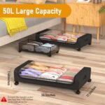 AUING Underbed Storage with Wheels, 2Pack Underbed Storage Containers Under Bed Shoe Storage for Clothes Blanket Book, Under Bed Organizer for Bedroom Dorm