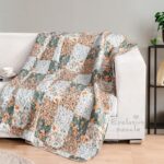 Exclusivo Mezcla Microfiber Boho Patchwork Pattern Quilted Throw Blanket for Bed/Couch/Sofa, Soft and Lightweight (50″x 60″, Camel)