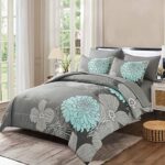 Yiran 7 Pieces Bed in a Bag Floral Comforter Set Queen Flowers Bedding Set Soft Microfiber Comforter Sets with 1 Comforter 1 Flat Sheet 1 Fitted Sheet 2 Pillowshams and 2 Pillowcases