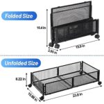 Fixwal Under Bed Storage with Wheels, 2-in-1 Foldable Underbed Rolling Storage Organization with Storage Bags, Metal Under Bed Storage Organizers with Handles for Bedroom Clothes Blankets Shoes, Black