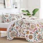 SLEEP ZONE 3-Piece Printed Quilt Set – Full/Queen Size – Lightweight Reversible Bedding Coverlet Set for All Season (Classic Floral Pattern), Full/Queen (90×96 inch | 2 Pillow Shams)